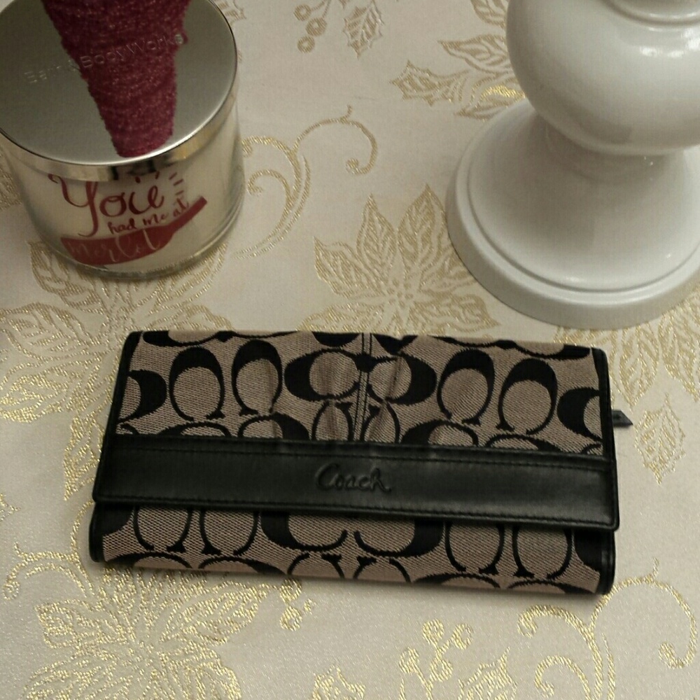 Gray and Black C Coach wallet